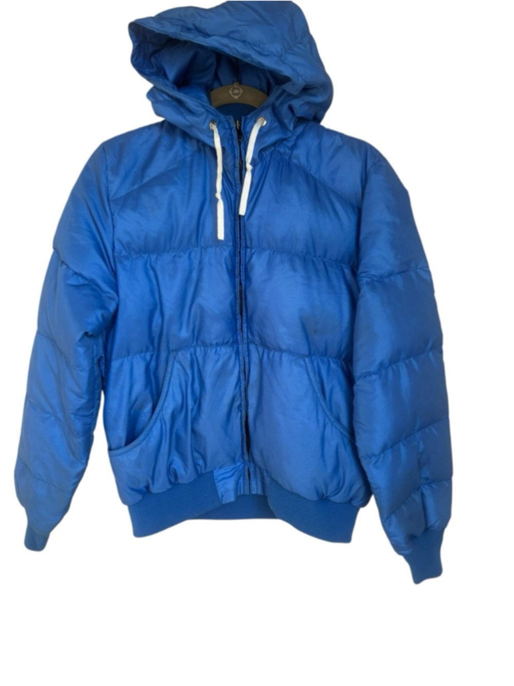 Vintage REI Goose Down Hooded Puffer Jacket Blue Made USA Seattle Outdoor Small